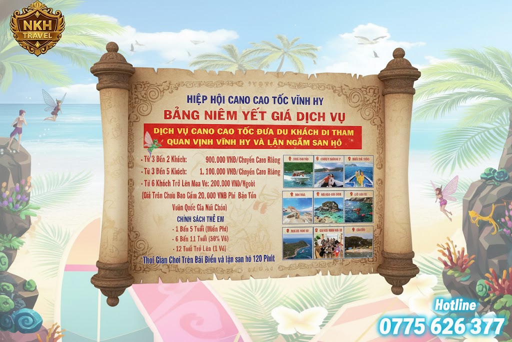 Bảng giá vé cano vĩnh hy